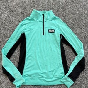 PINK Victoria's Secret Aqua Quarter-Zip Pullover